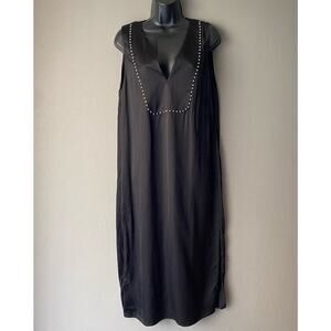 Zara sz‎ S black studded shift midi dress